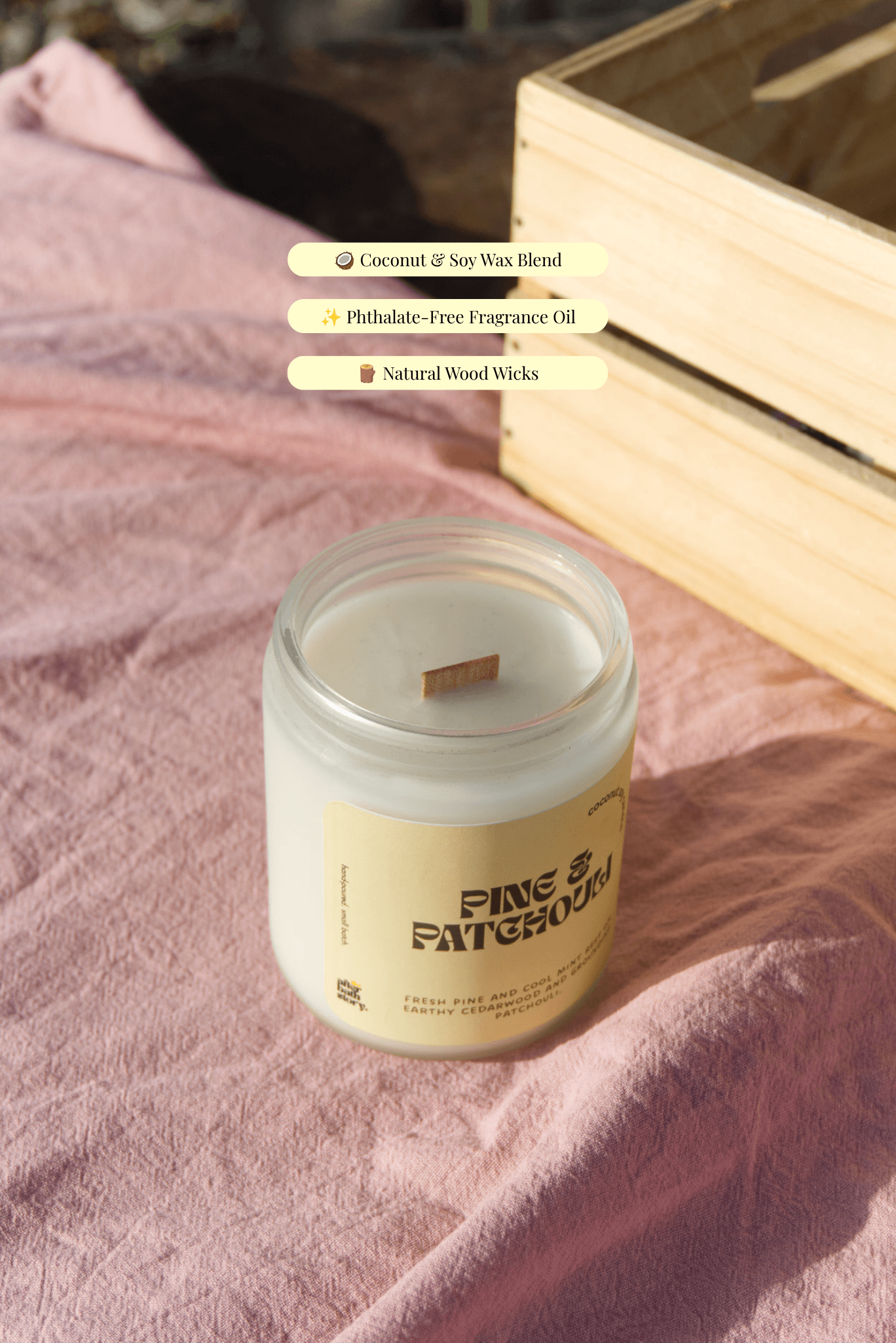 Pine & Patchouli Coconut Soy candle
