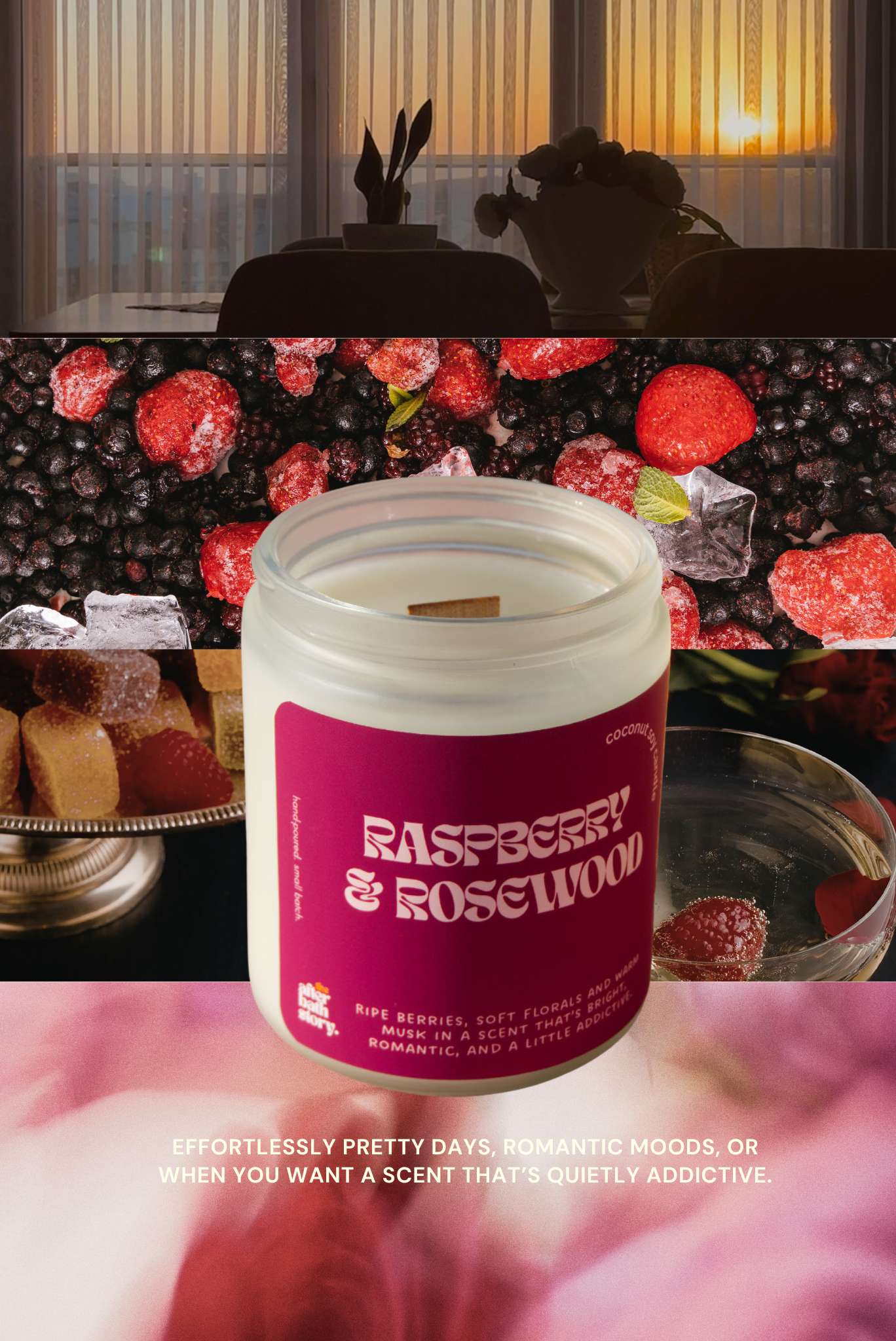 Raspberry  & Rosewood Coconut Soy scented candle