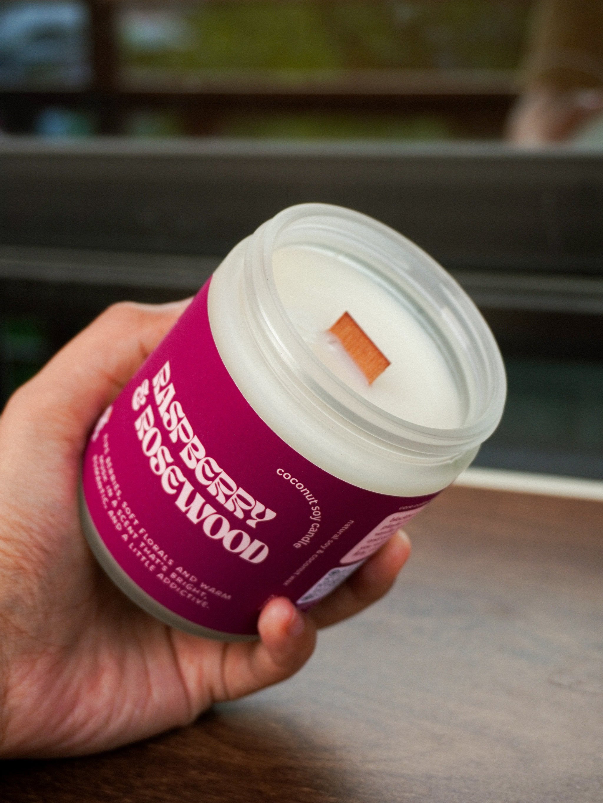 Raspberry  & Rosewood Coconut Soy scented candle