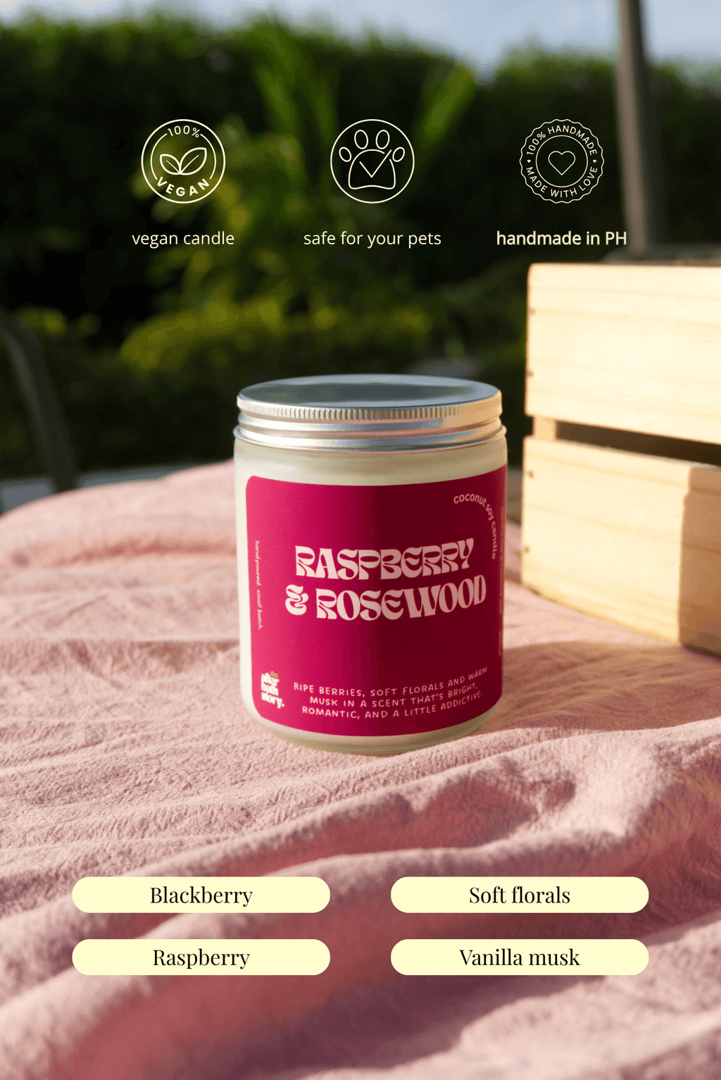 Raspberry  & Rosewood Coconut Soy scented candle