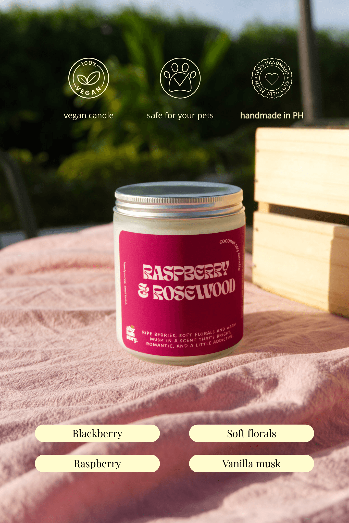 Raspberry  & Rosewood Coconut Soy scented candle