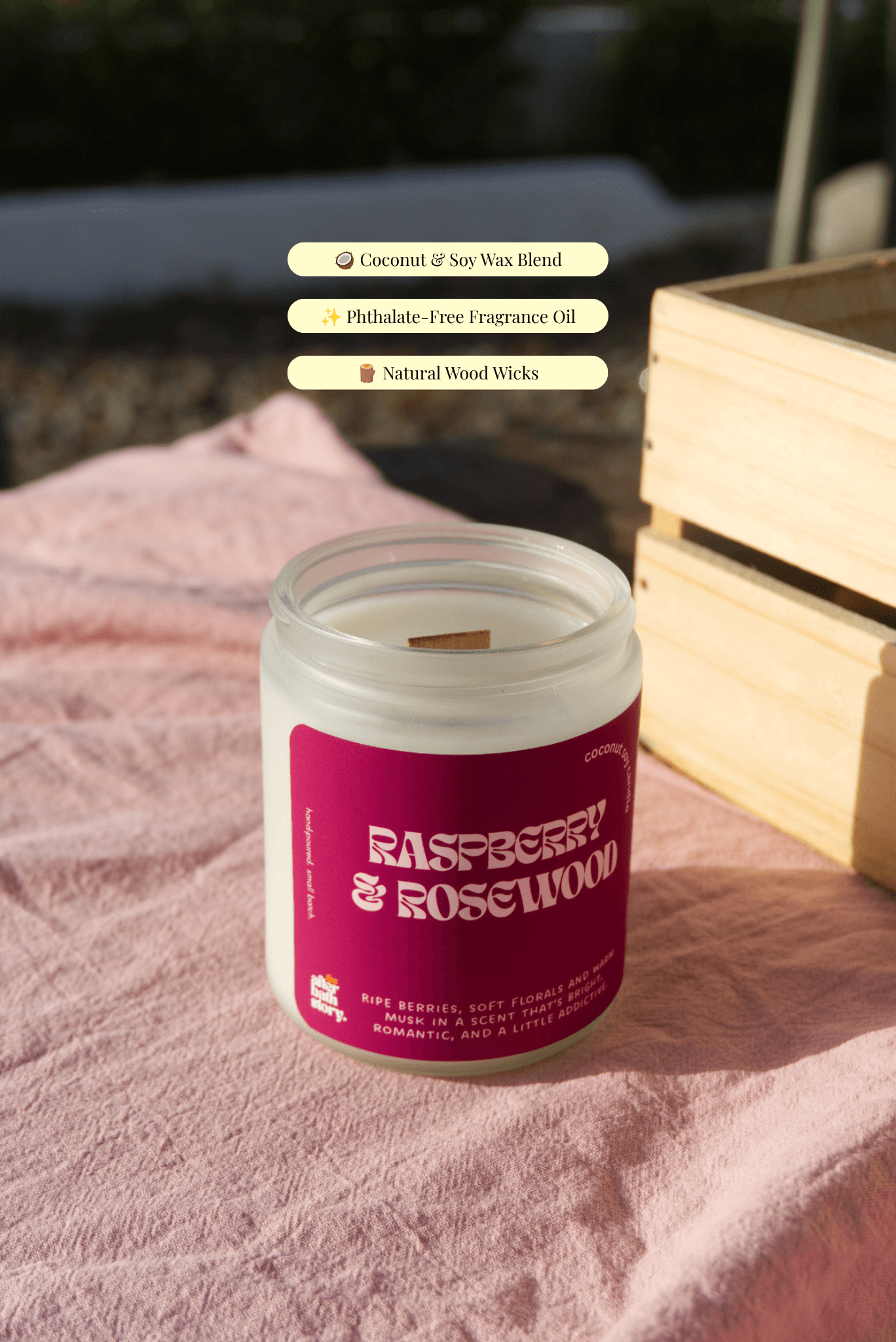 Raspberry  & Rosewood Coconut Soy scented candle